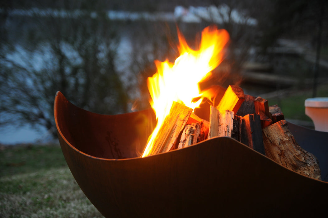 Fire Pit Art Manta Ray outdoor fire pit with iron oxide patina