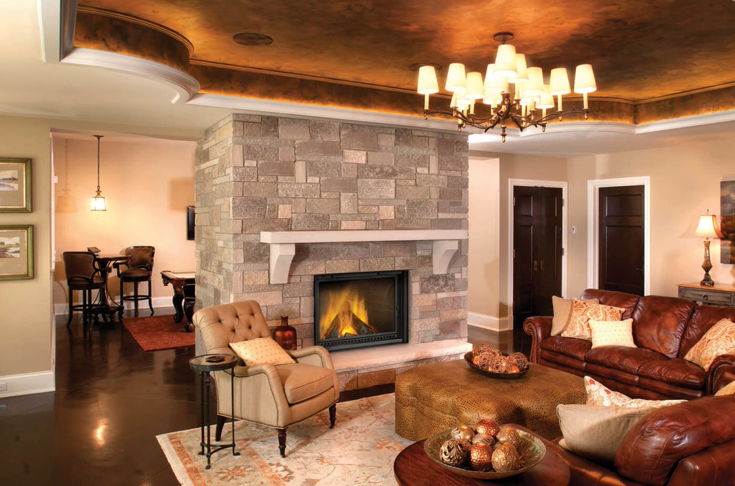 Napoleon High Country 5000 Wood Fireplace in Elegant Living Room