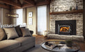 Osburn 3500 Fireplace Insert with Brushed Nickel Door Overlay and Medium Surround with Black Trim