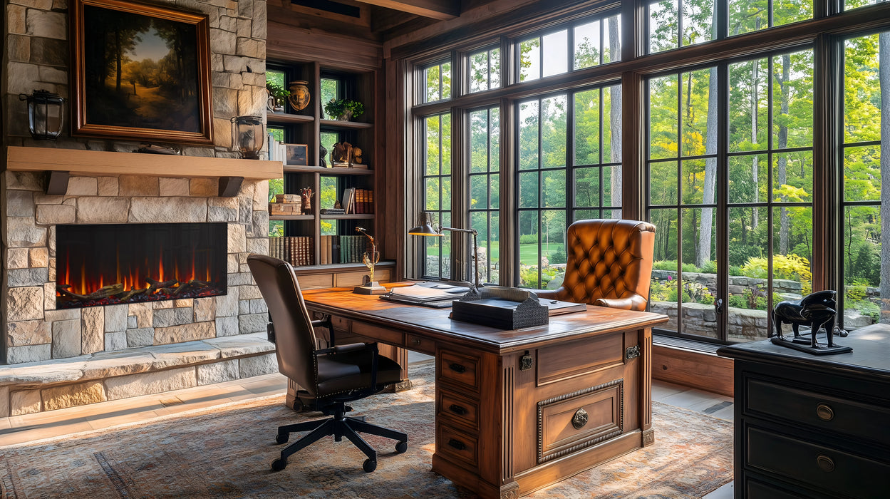 SimpliFire Scion 43" Linear Electric Fireplace in Office