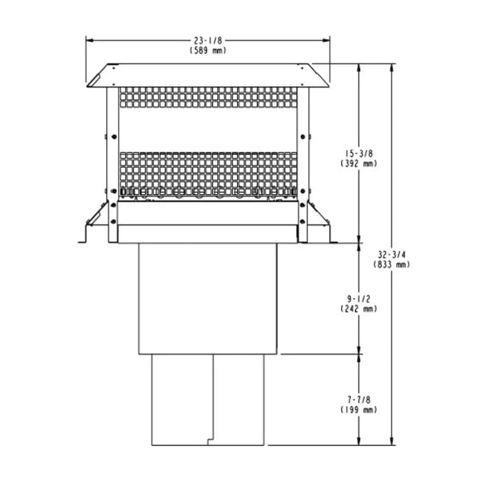 HHT ST1175SS Square Chimney Cap Dimensions