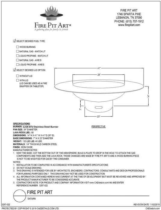 Saturn Fire Pit