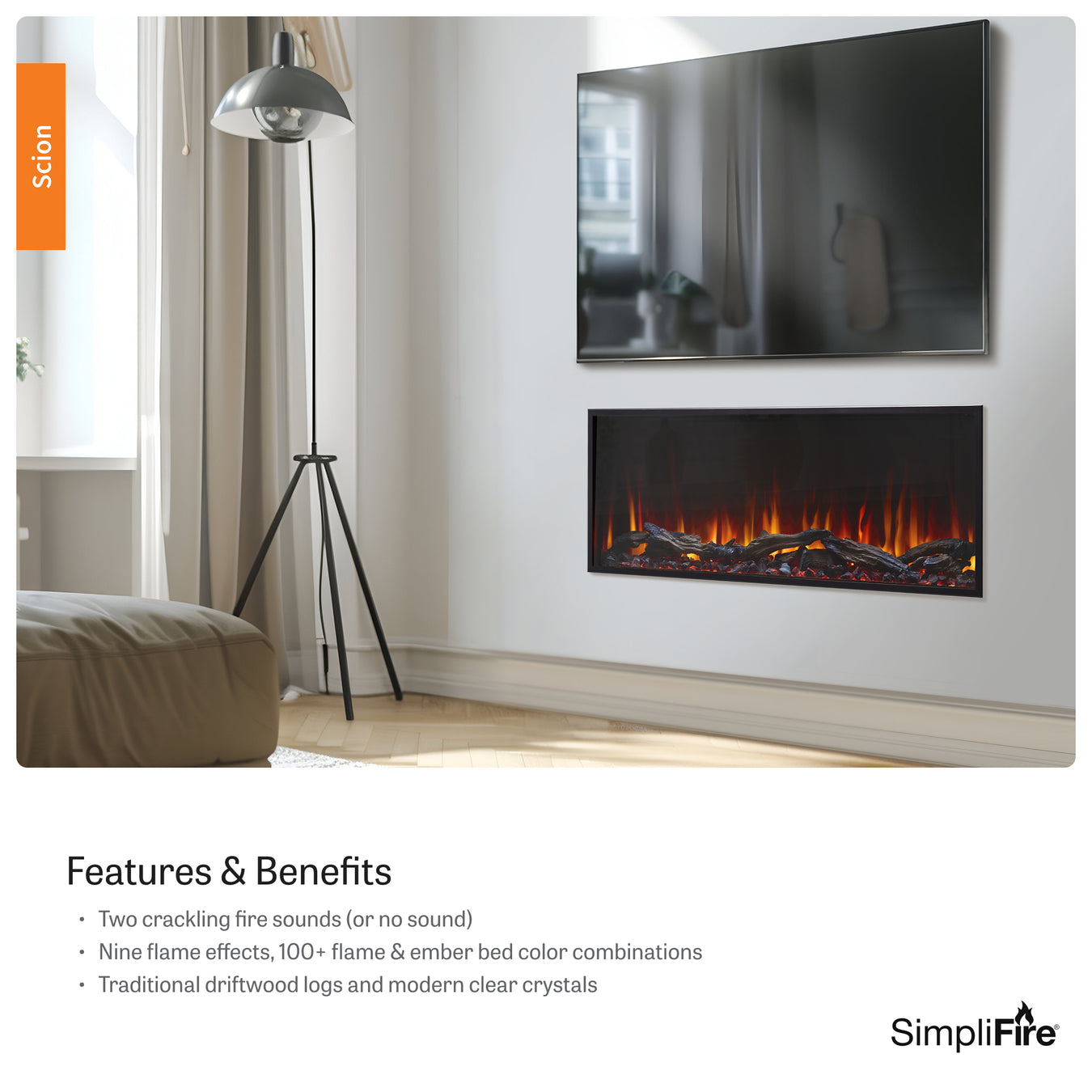 SimpliFire Scion Electric Fireplace Features & Benefits