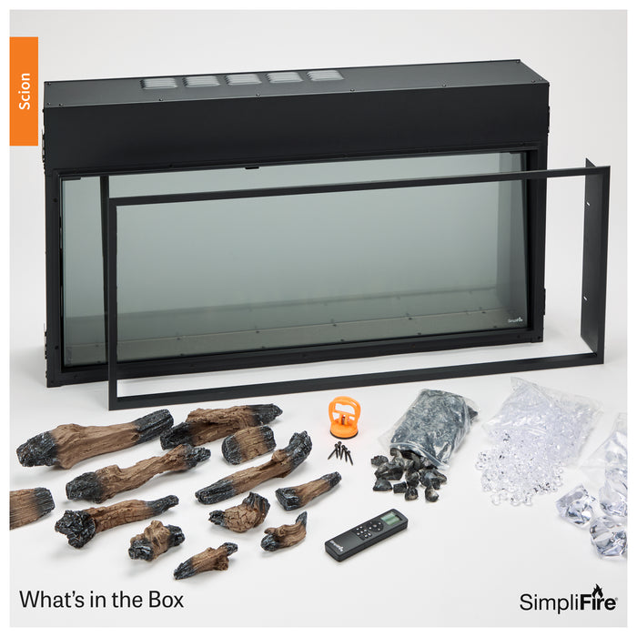 What's included with the SimpliFire Scion Linear Electric Fireplace