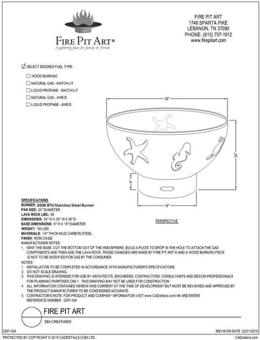 Sea Creatures Fire Pit