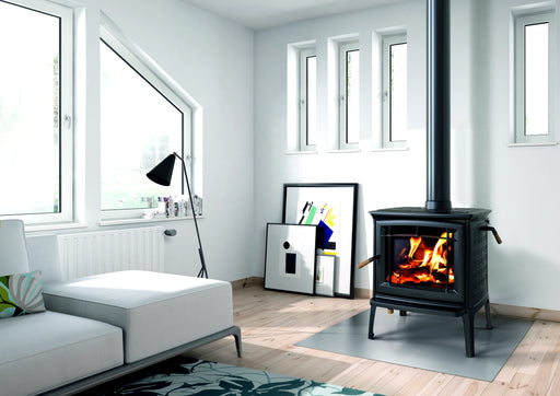 Hearthstone Stoves Shelburne Freestanding Wood Stove with Matte Black Finish in Living Room