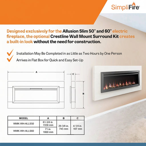 SimpliFire Wall Mounted Surround Kit for Allusion Slim Fireplaces