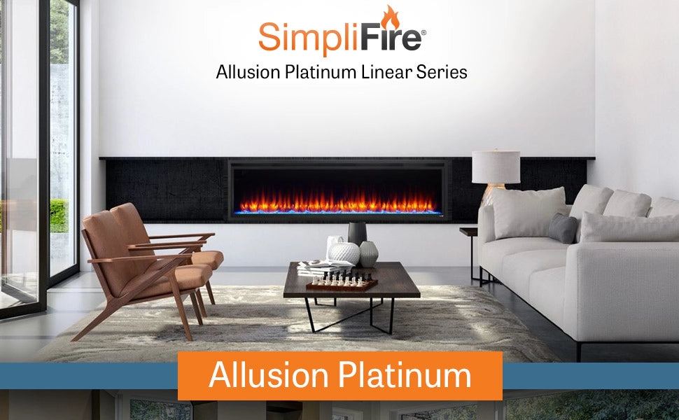 SimpliFire Allusion Platinum Electric Fireplace Infographic
