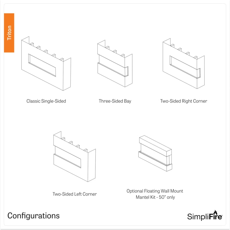 SimpliFire Triton Linear Electric Fireplace Installation Configurations