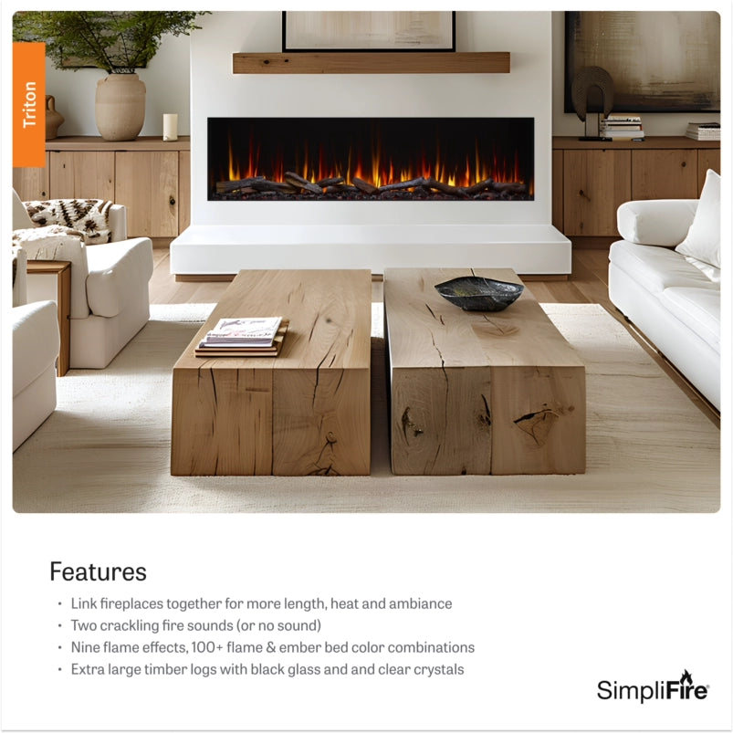SimpliFire Triton Linear Electric Fireplace Features