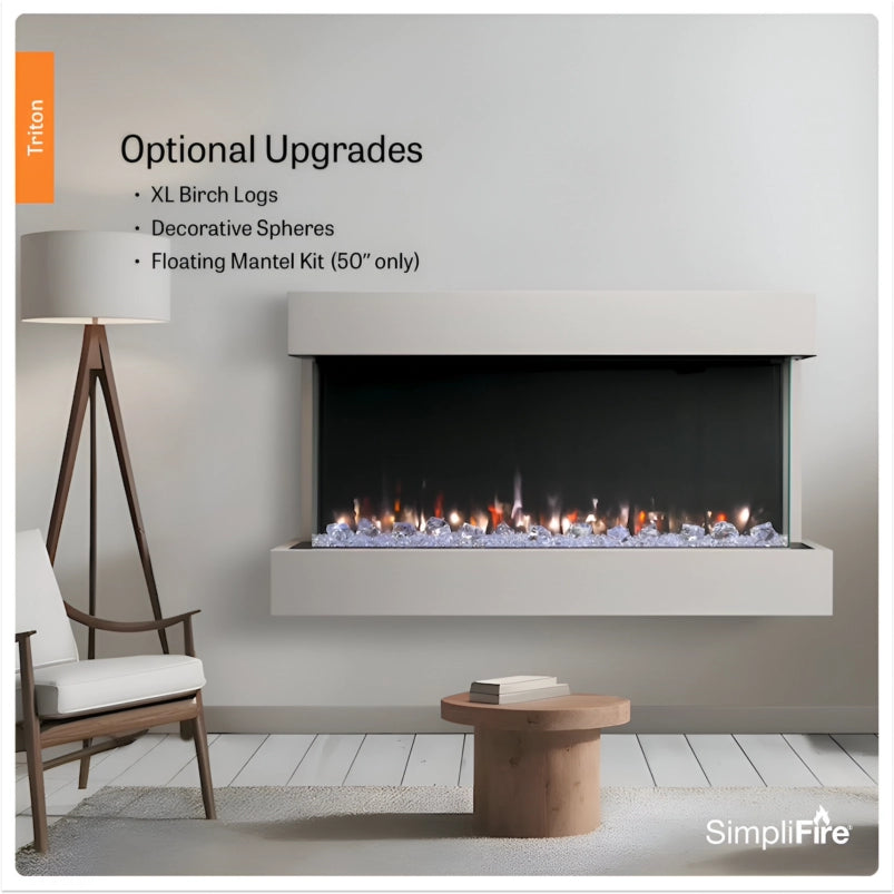 SimpliFire Triton Linear Electric Fireplace Optional Upgrades