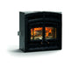 Hearthstone Stoves WFP100 Zero Clearance Wood-Burning Fireplace with Matte Black Finish Front and Side View