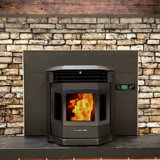 ComfortBilt 22i Black Pellet Stove Insert with Stainless Steel Trim