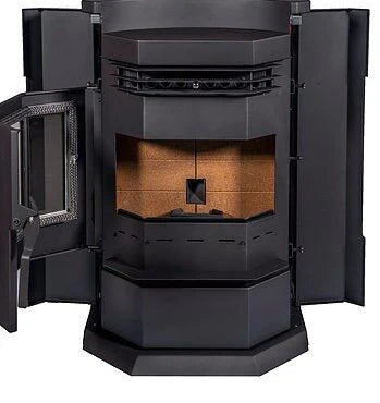 ComfortBilt HP22-N Pellet Stove with Large Capacity Hopper - Black/Black Front Interior View