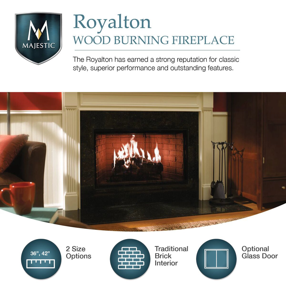 Majestic Royalton Fireplace Infographic