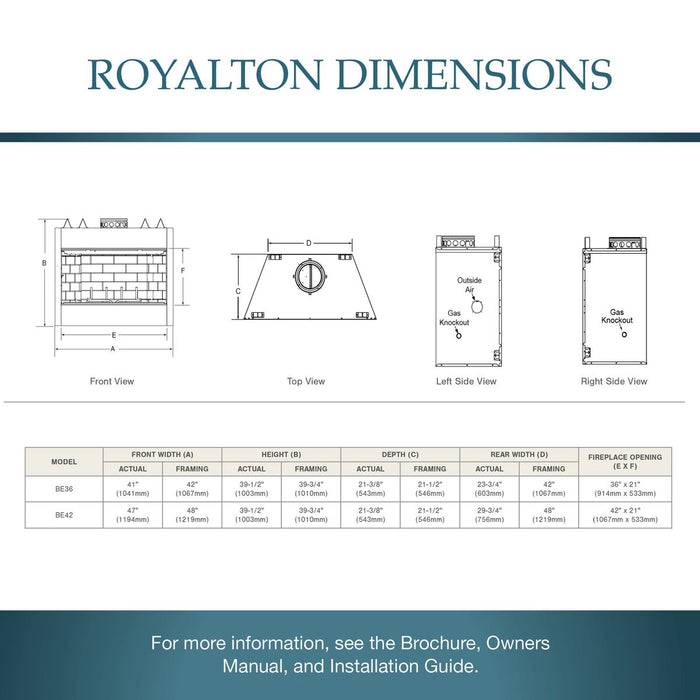 Majestic Royalton Fireplace Dimensions