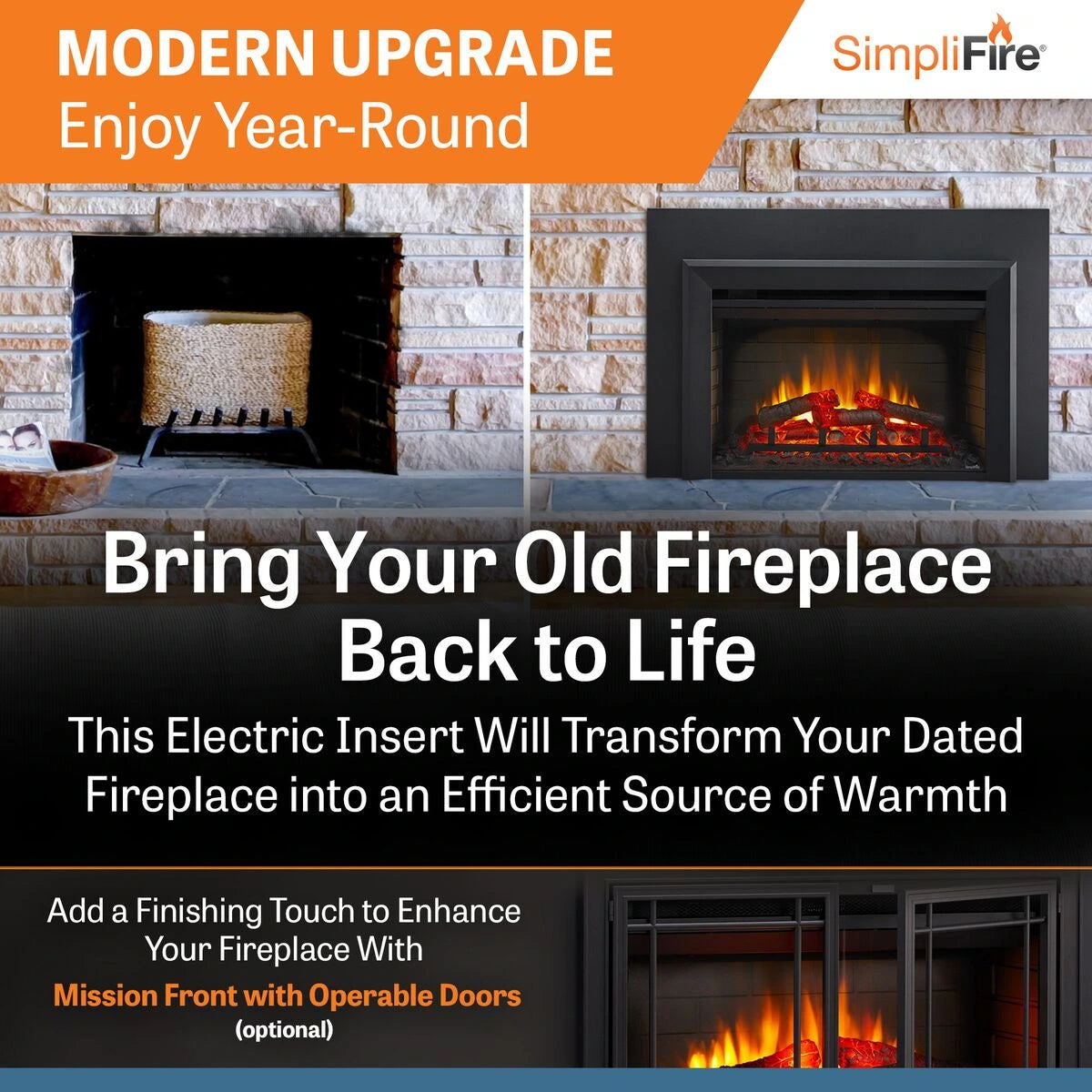 SimpliFire Electric Fireplace Insert: Fireplace Restoration