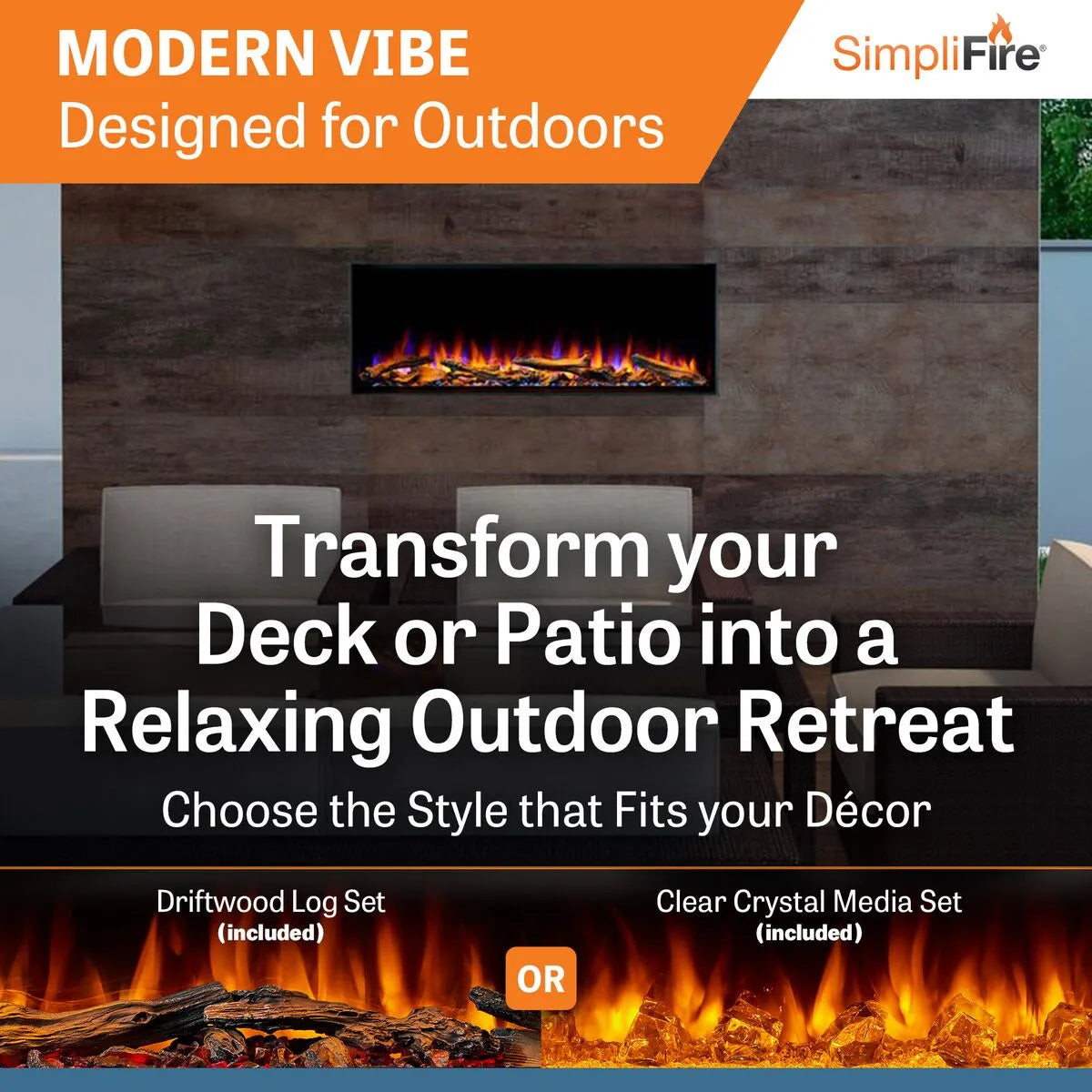 SimpliFire Forum Outdoor Electric Fireplace: Modern Vibes