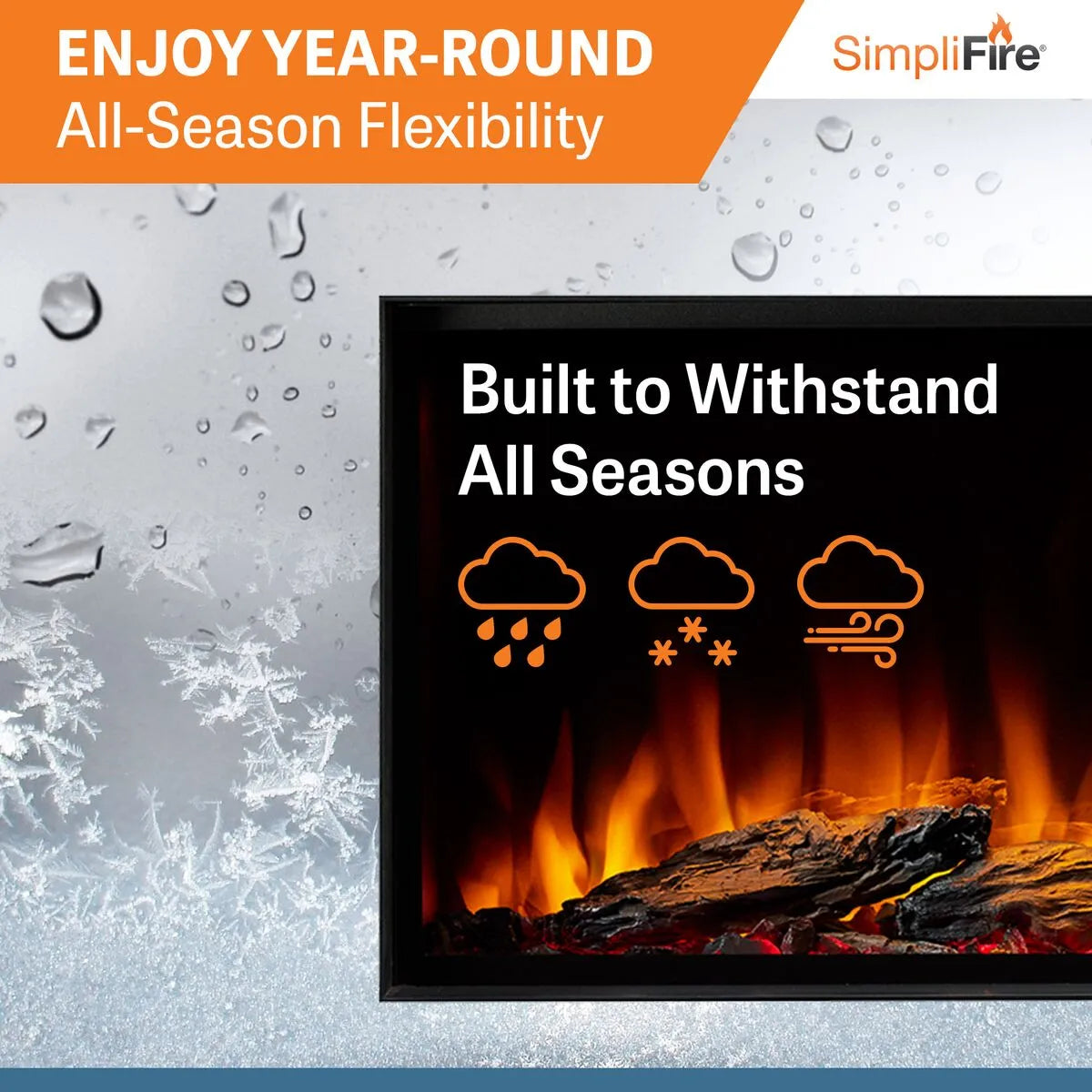 SimpliFire Forum Outdoor Electric Fireplace: All Weather