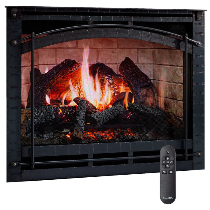 SimpliFire Chateau Forge Front for 36" Inception Electric Fireplace Installed