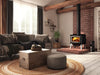 Osburn 1700 Wood Stove with Black Faceplate and Brushed Nickel Straight Legs