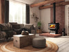 Osburn 1700 Wood Stove with Brushed Nickel Faceplate and Pedestal
