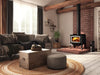 Osburn 1700 Wood Stove with Brushed Nickel Faceplate and Black Traditional Legs