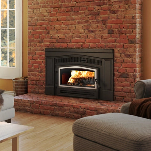 Osburn Matrix 1900 Wood Burning Insert with Brushed Nickel Faceplate