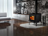 Osburn 2000 Wood Stove with Black Door Overlay and Black Traditional Legs