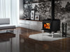 Osburn 2000 Wood Stove with Black Door Overlay and Brushed Nickel Traditional Legs