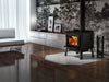 Osburn 2000 Wood Stove with Black Door Overlay and Black Straight Legs
