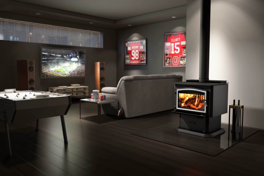Osburn 3500 Wood Stove with Brushed Nickel Door Overlay
