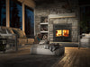 Osburn Stratford II Wood Fireplace with Black Door Overlay and Modern Faceplate