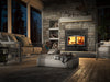 Osburn Stratford II Wood Fireplace with Nickel Door Overlay and Modern Faceplate