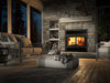 Osburn Stratford II Wood Fireplace with Black Door Overlay and Traditional Faceplate
