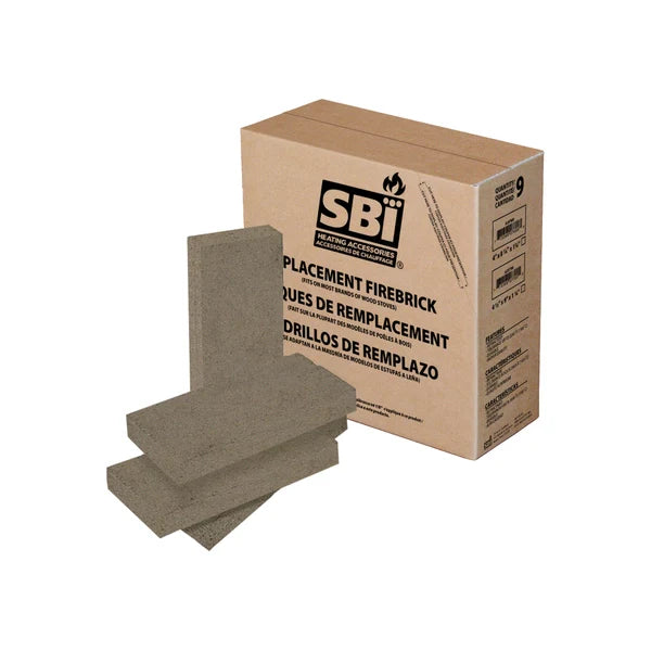 SBI 4 1/2" X 9" X 1 1/4" High Density Refractory Brick (9 Units) - SBI Part AC03020B