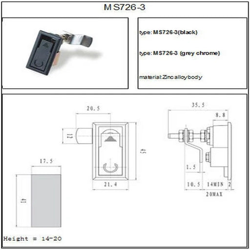 SBI Retractable Latch Handle (black) - SBI Part 30572
