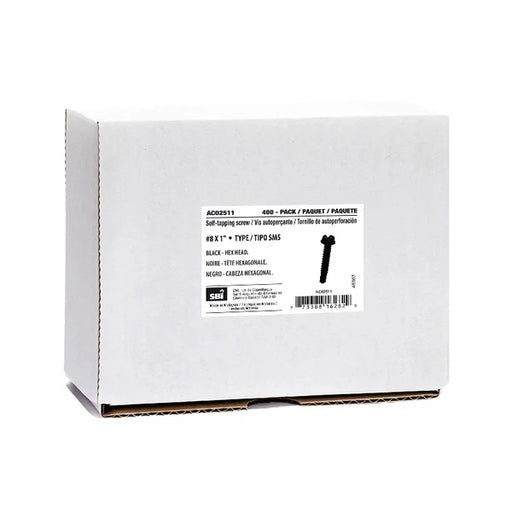 SBI Self-tapping Black Screw Hex Head #8 X 1" Type Sms (400/pack) - SBI Part AC02511