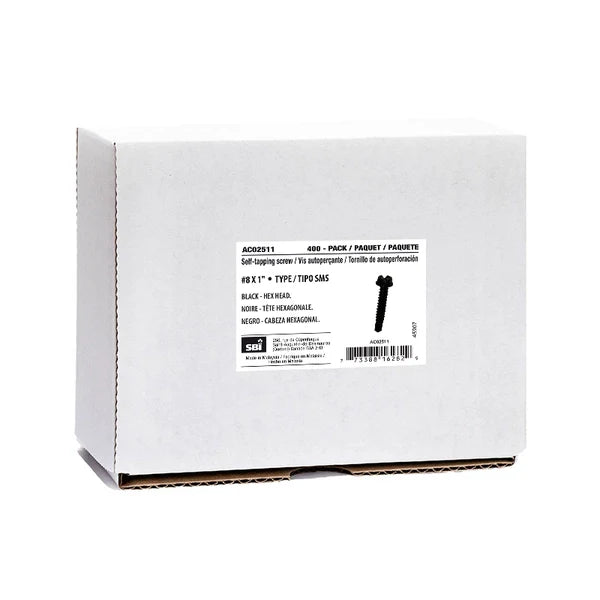SBI Self-tapping Black Screw Hex Head #8 X 1" Type Sms (400/pack) - SBI Part AC02511