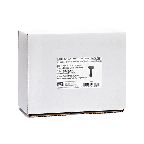 SBI Self-tapping Black Screw Square/phillips #8 X 1/2" (1000/pack) - SBI Part AC02500