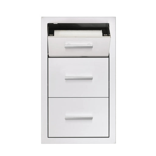 Summerset 17-Inch Vertical 2-Drawer Cabinet with Paper Towel Holder for Masonry Islands - Open